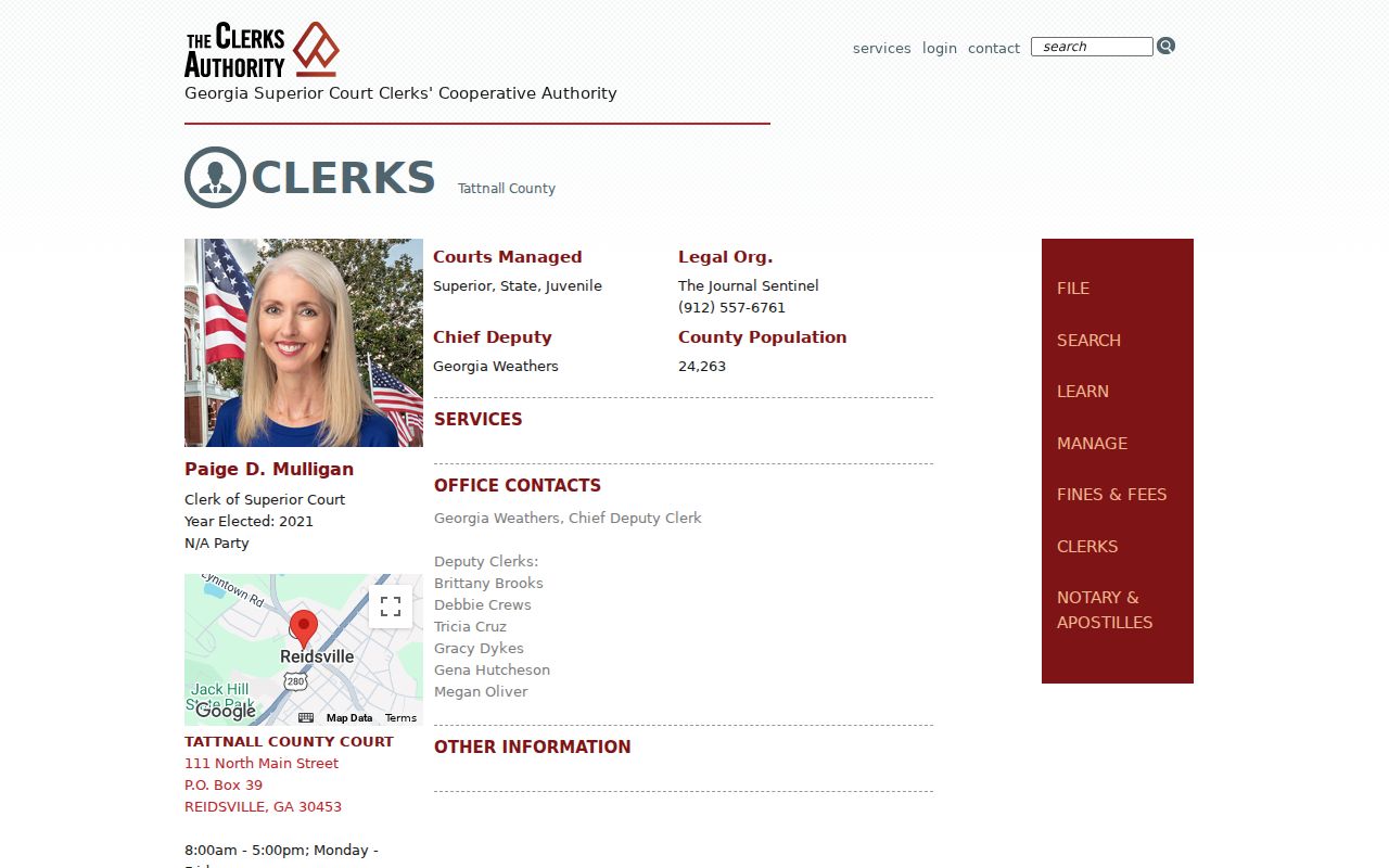 Manassas court records Tattnall County Clerk directory