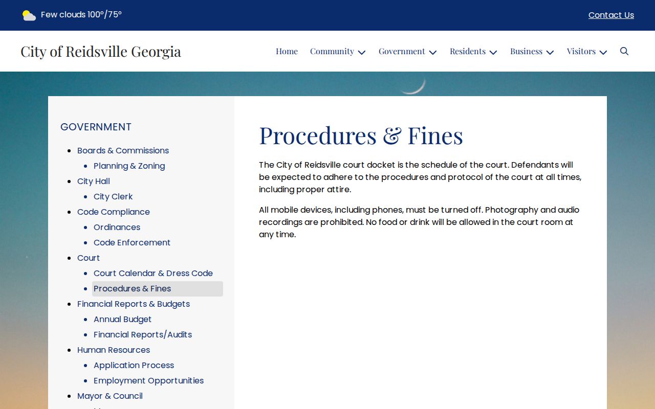 Reidsville court records procedures and docket schedule page