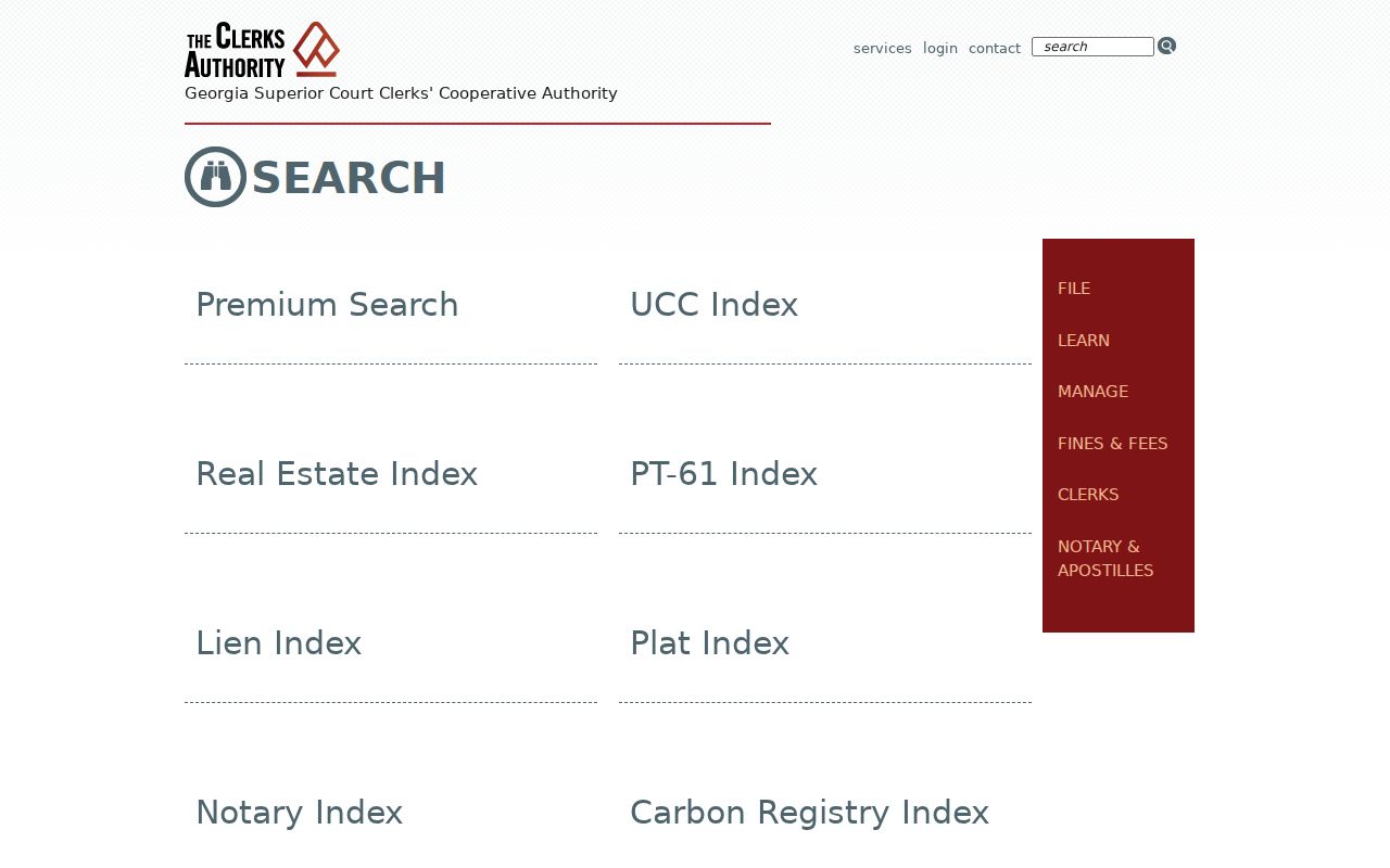 GSCCCA search menu showing non-docket record categories