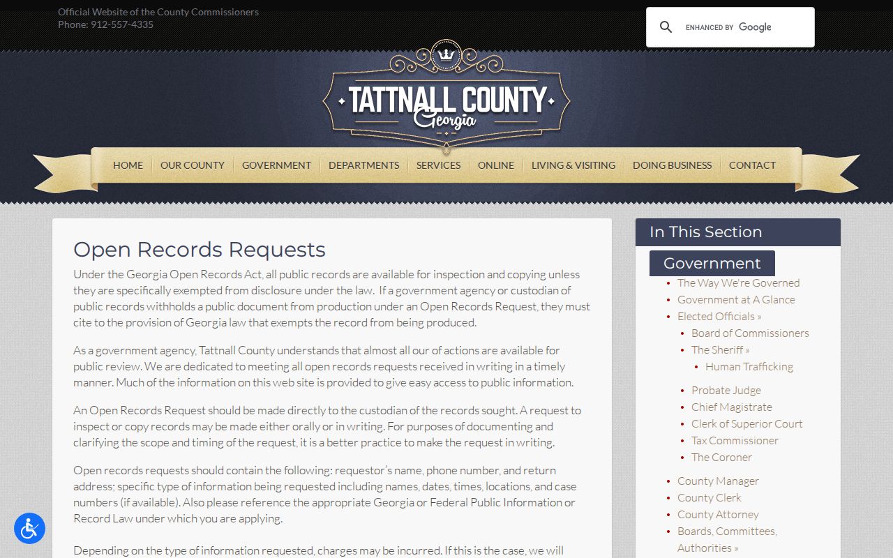 Tattnall County open records request instructions