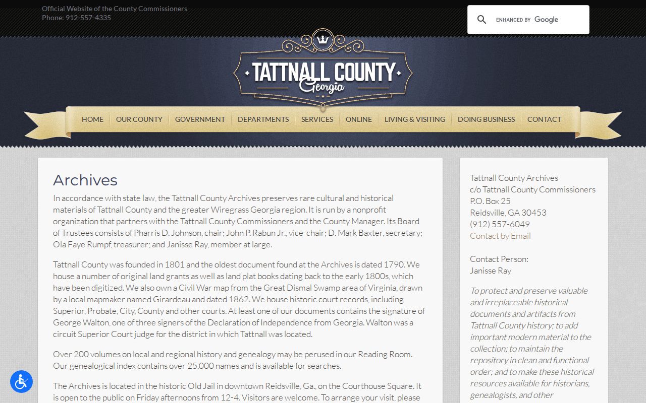 Tattnall County archives and historic record holdings