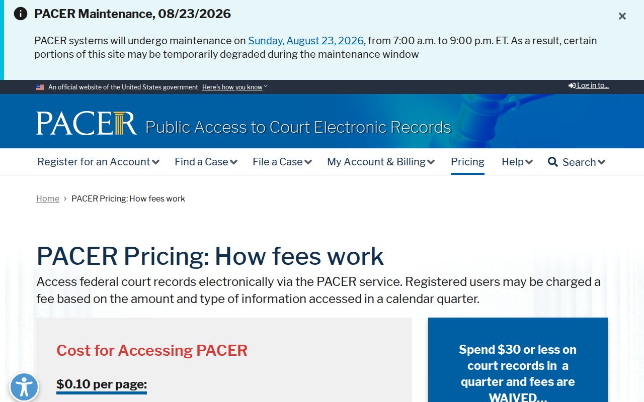 Tattnall County criminal docket PACER fees